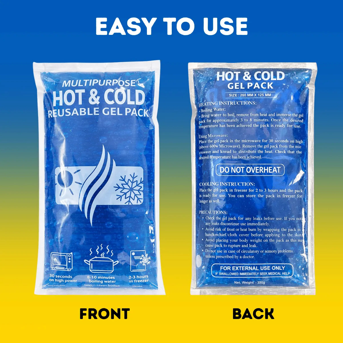 Outer Woods hot & cold reusable gel pack for muscle soreness, ideal ice pack for back pain and sports injuries.