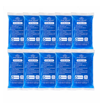 Outer Woods Ice Gel Packs 150ml Set | Non-Toxic Leak-Proof Cold Gel Pads for Picnic, Travel, Vaccine, Insulin, Food & Drinks