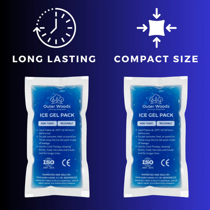 Outer Woods Ice Gel Packs 150ml | Set of 4 | Non-Toxic Leak-Proof Cold Gel Pads for Picnic, Travel, Vaccine, Insulin, Food & Drinks