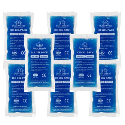 Outer Woods Ice Gel Packs 150ml | Set of 8 | Non-Toxic Leak-Proof Cold Gel Pads for Picnic, Travel, Vaccine, Insulin, Food & Drinks