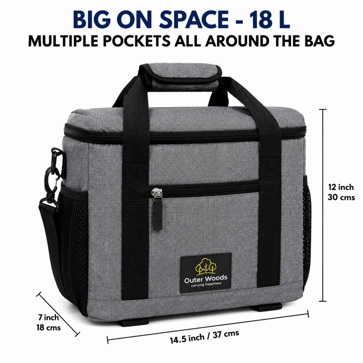 Outer Woods Insulated Vaccine Carrier Bag | 12+ Hours Cooling | 18L Vaccine Cooler Bag | 6 x 250ml Ice Gel Packs Included