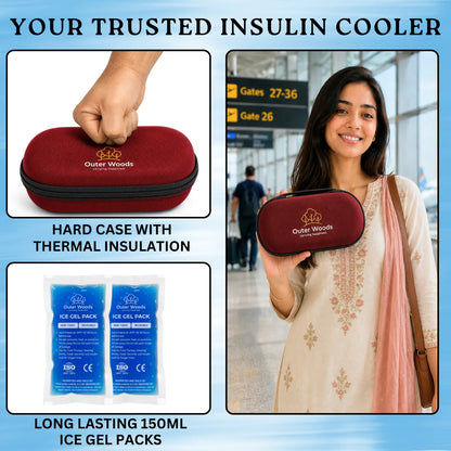 Outer Woods Insulin Cooler Bag Pro | 8+ Hours Cooling | Hard Case for Insulin Storage | 2 x 150ml Ice Gel Packs Included (Copy) (Copy)