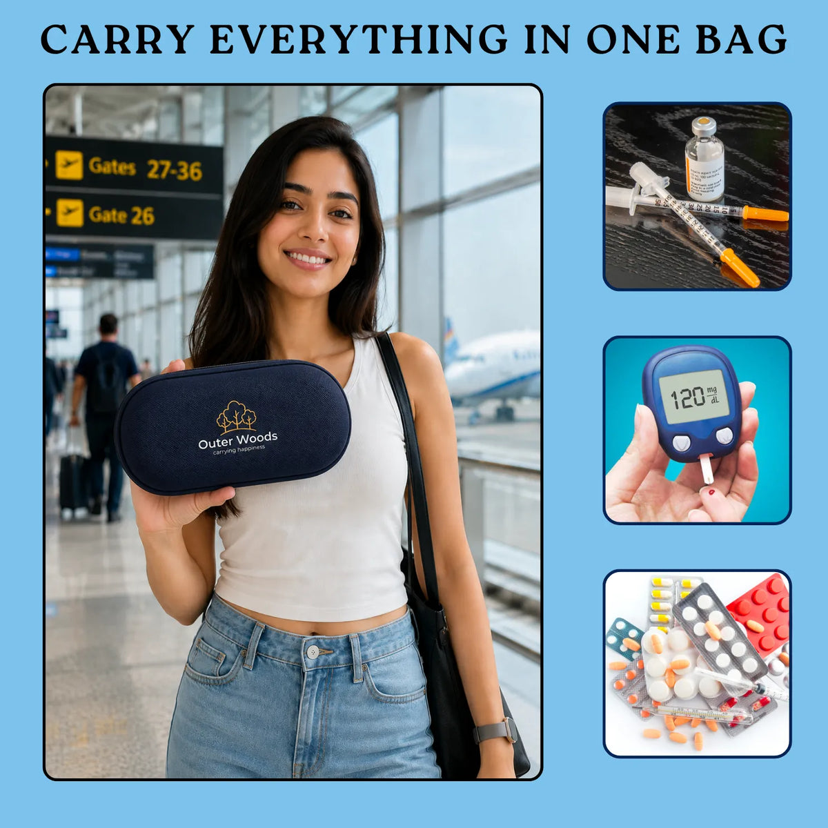 Outer Woods Insulin Cooler Bag Pro | 8+ Hours Cooling | Hard Case for Insulin Storage | 2 x 150ml Ice Gel Packs Included (Copy)