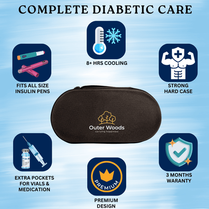 Outer Woods Insulin Cooler Bag Pro | insulin travel case | insulin storage bag for travel | insulin cooling pouch | medicine cooler bag