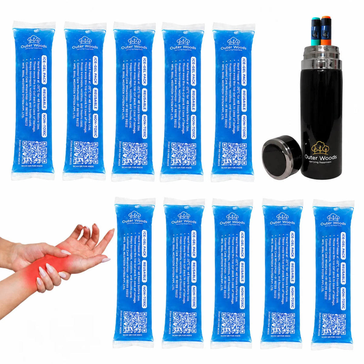 Outer Woods Mini Ice Gel Packs 55ml | Non- Toxic | Ice Gel Packs for Insulin Bottles, Vaccines, Food & Drinks