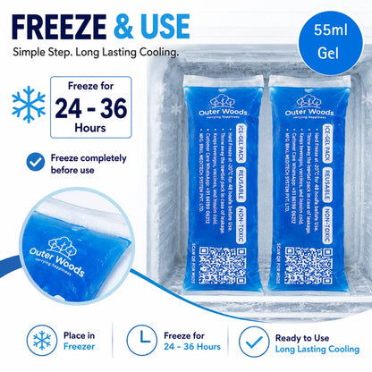 Outer Woods Mini Ice Gel Packs 55ml | Non- Toxic | Ice Gel Packs for Insulin Bottles, Vaccines, Food & Drinks