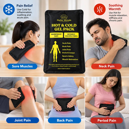 Outer Woods Soft Touch Hot & Cold Ice Gel Pack 250ml | Reusable Ice Pack for Knee Pain, Back Pain, Period Cramps & Sports Injury | Microwave & Freezer Safe Therapy Pack