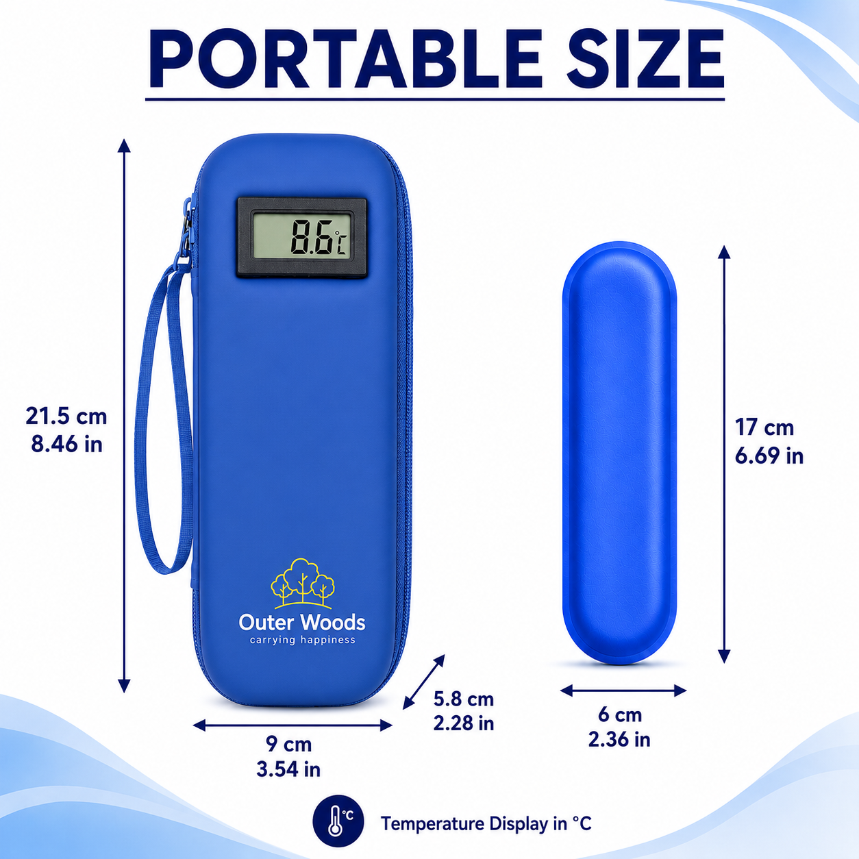 Outer Woods Insulated Insulin Cooler Bag with Temperature Display | 6+ Hours Cooling | 2 Ice Gel Packs Included