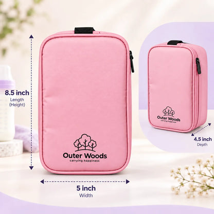 Outer Woods Insulated Breast Milk Cooler Bag On-the-Go | 6+ Hours Cooling | Fits 2 x 260ml Baby Bottles | 2 x 150ml Ice Gel Packs Included