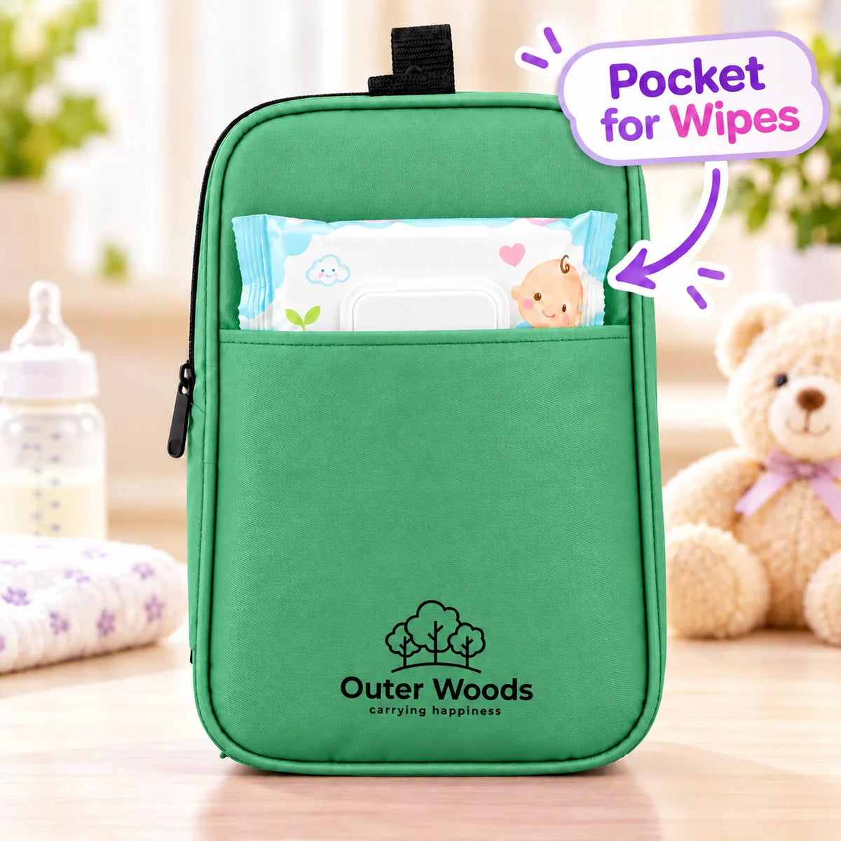 Outer Woods Insulated Breast Milk Cooler Bag On-the-Go | 6+ Hours Cooling | Fits 2 x 260ml Baby Bottles | 2 x 150ml Ice Gel Packs Included