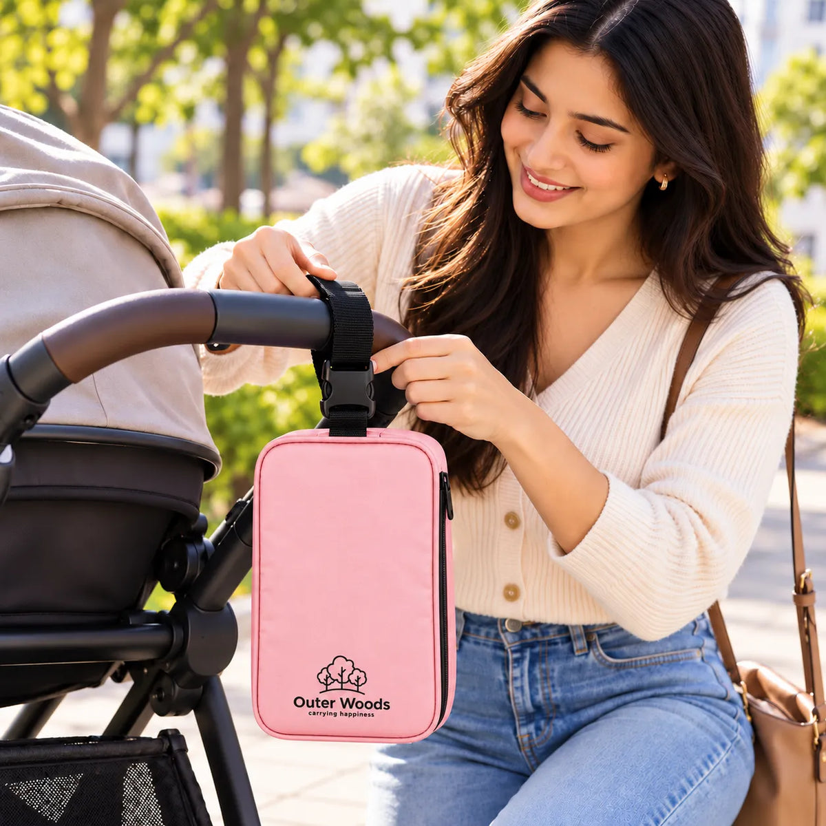 Outer Woods Insulated Breast Milk Cooler Bag On-the-Go | 6+ Hours Cooling | Fits 2 x 260ml Baby Bottles | 2 x 150ml Ice Gel Packs Included
