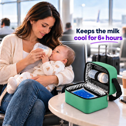 Outer Woods Insulated Breast Milk Cooler Bag On-the-Go | 6+ Hours Cooling | Fits 2 x 260ml Baby Bottles | 2 x 150ml Ice Gel Packs Included