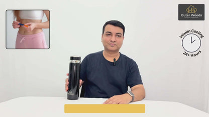 Video demonstration of Outer Woods Insulated Insulin Bottle Cooler Travel Case Medium – features, gel packs, and 8.4 inch insulin pen storage